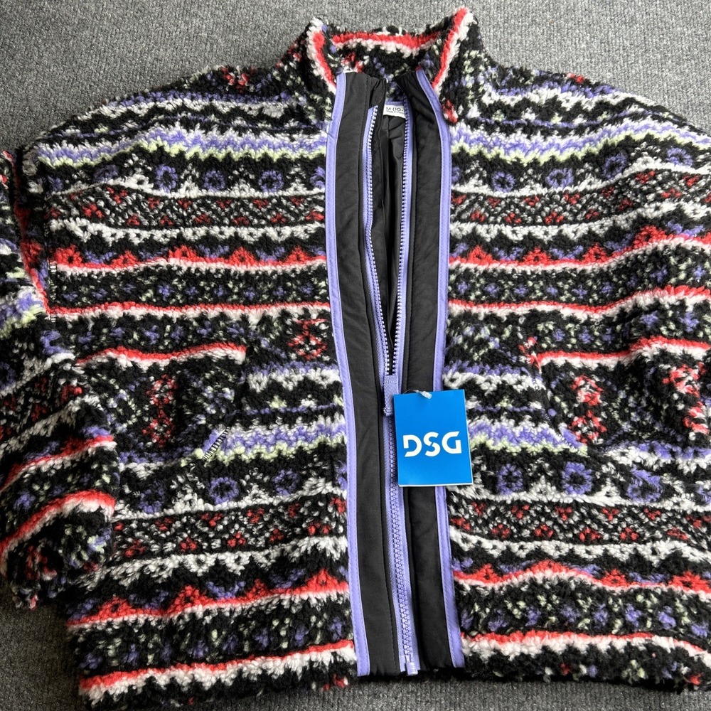 DSG Cozy Fleece Full Zip Multicolor Jacket Girls M 10-12‎ New 1194
